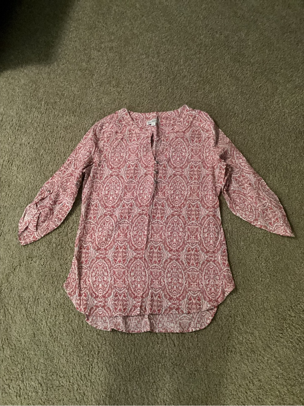 Kim Rogers Pink Printed Split-Neck Tunic Blouse
